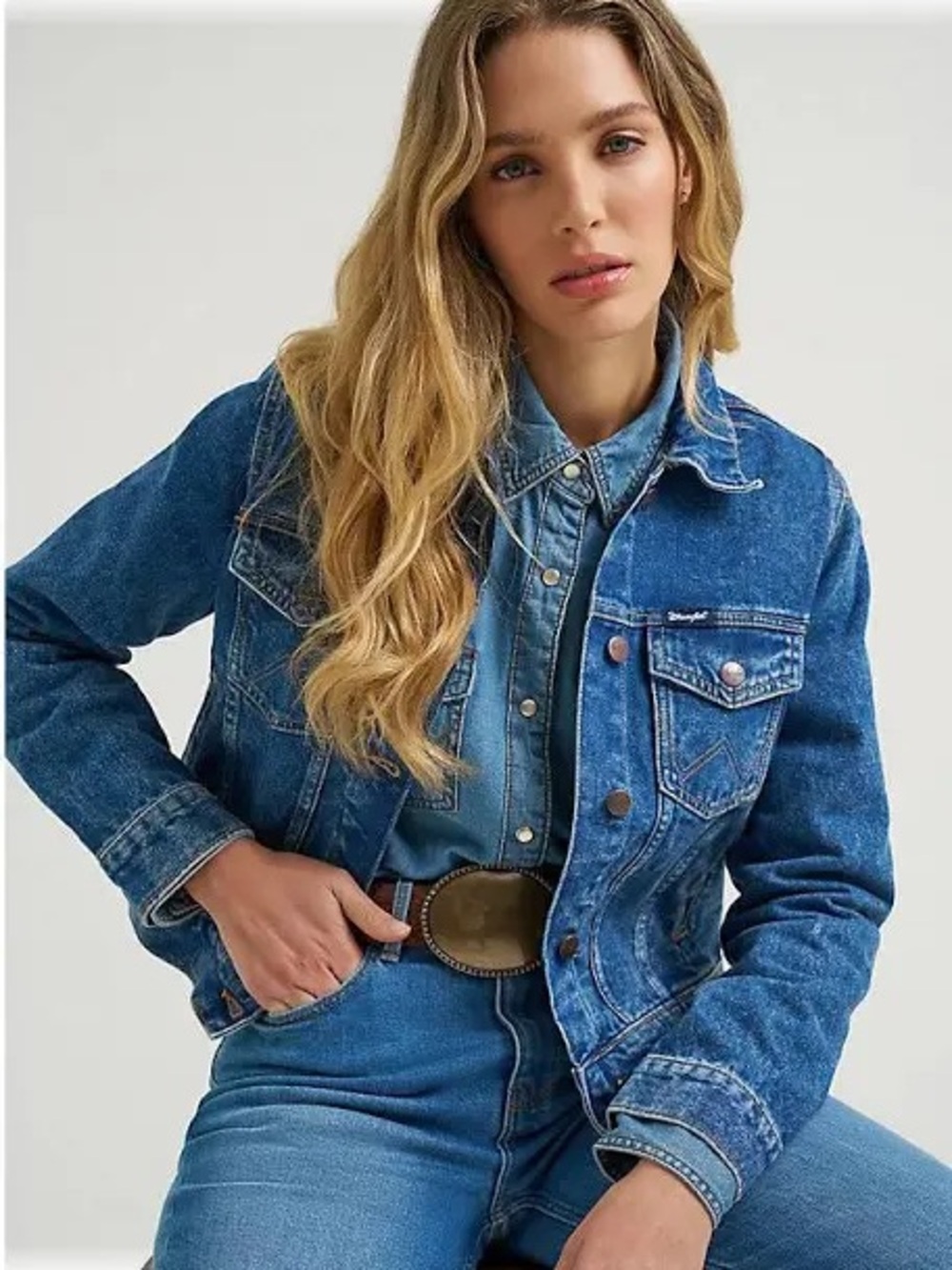 Wrangler Retro Denim Blue Jeans Jacket Coat XS Western Cowgirl